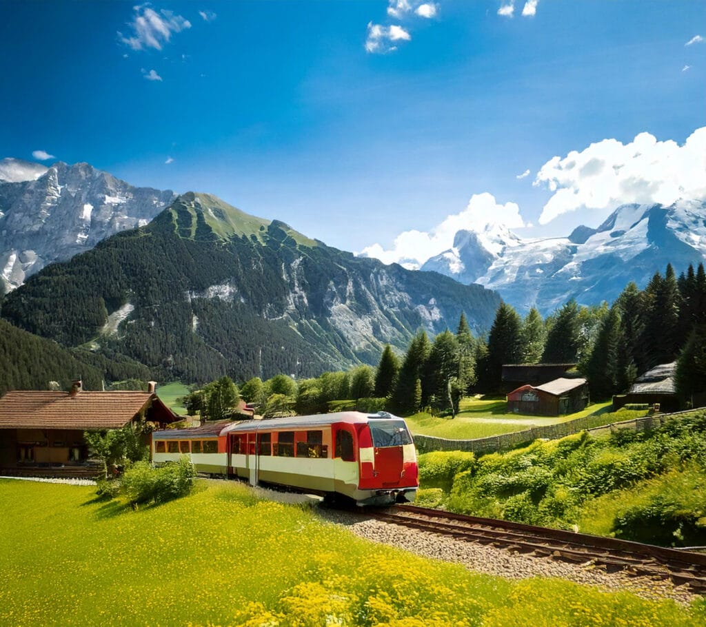 Firefly arrival at swtizerland village Gimmelwald from Train 12969